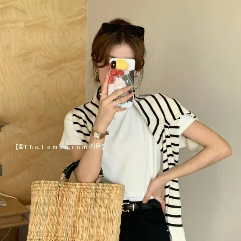 小清新多巴胺配色正肩弹力短袖夏季美式辣妹显瘦上衣ins潮T