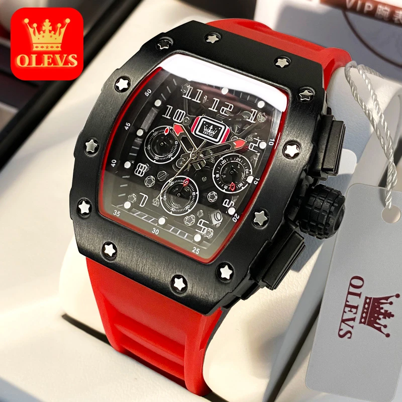 网红爆款瑞士认证正品品牌高颜值手表全自动男表酒桶形大表盘男表