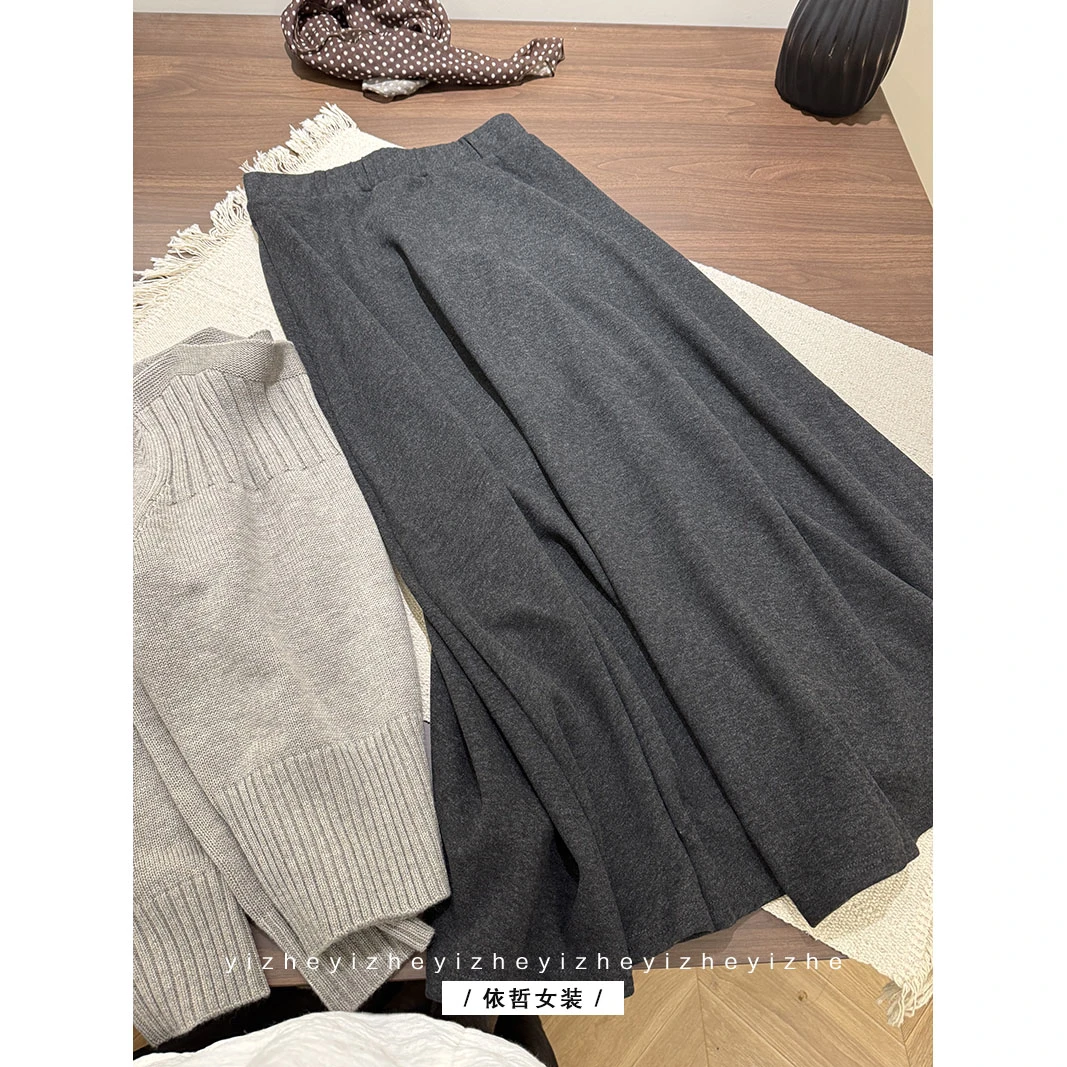 “”华尔兹“”秋冬A字裙厚款女简约半身裙女显瘦时尚中长款A字裙