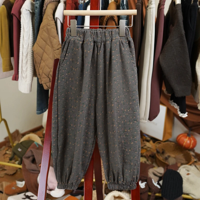 【波尔森】韩系复古秋冬女童宽松简约碎花灯笼裤-LQ260