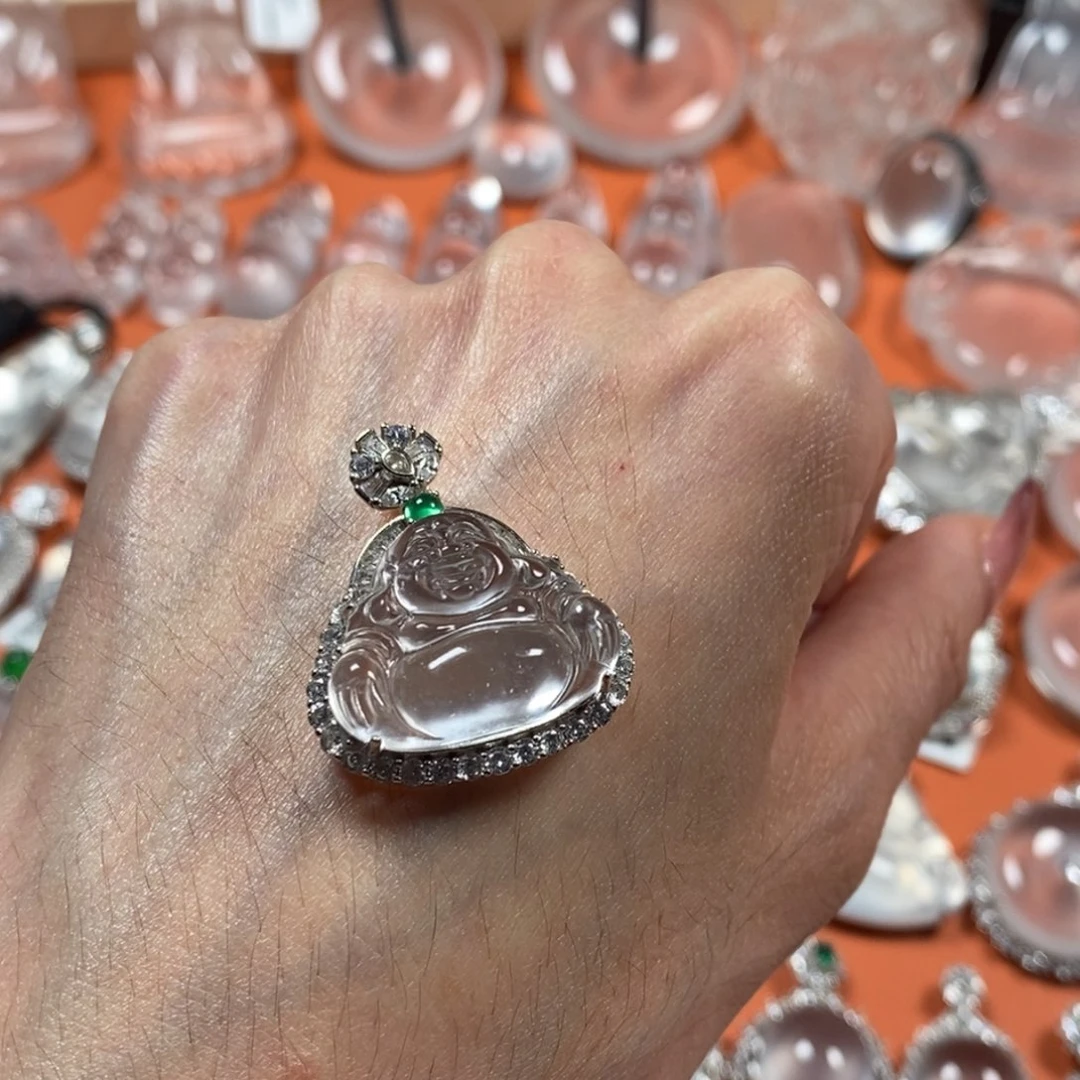 石英质玉银S925镶嵌颈饰黑钢雪花