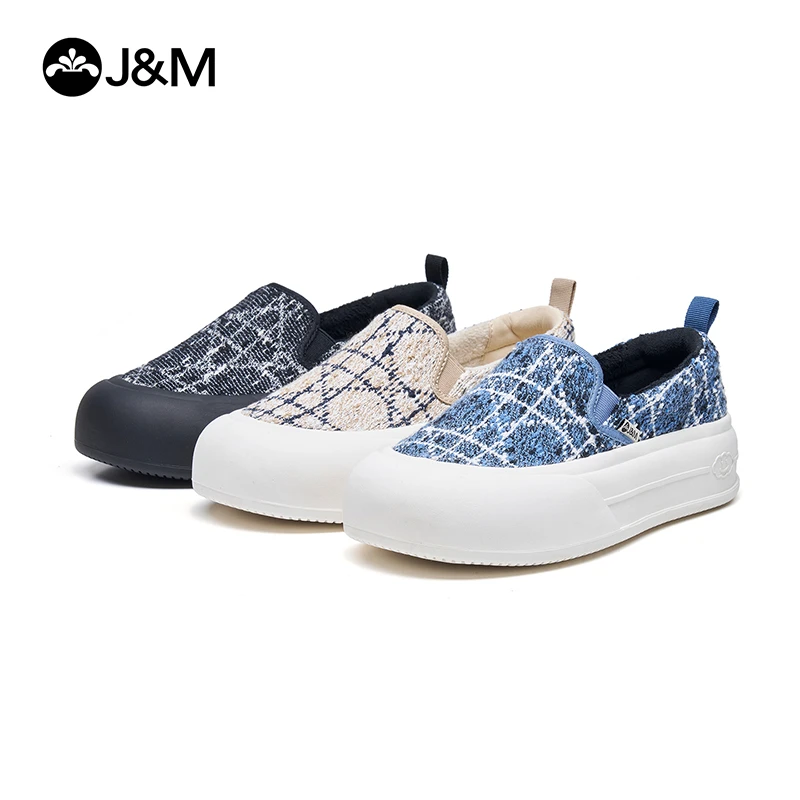 J&M/快乐玛丽25年秋款复古纹一脚蹬懒人鞋透气单鞋舒适百搭88252W