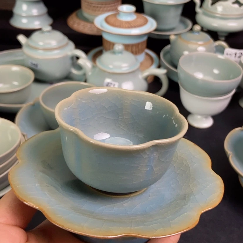 【闪购商品】花口盏原矿天蓝釉