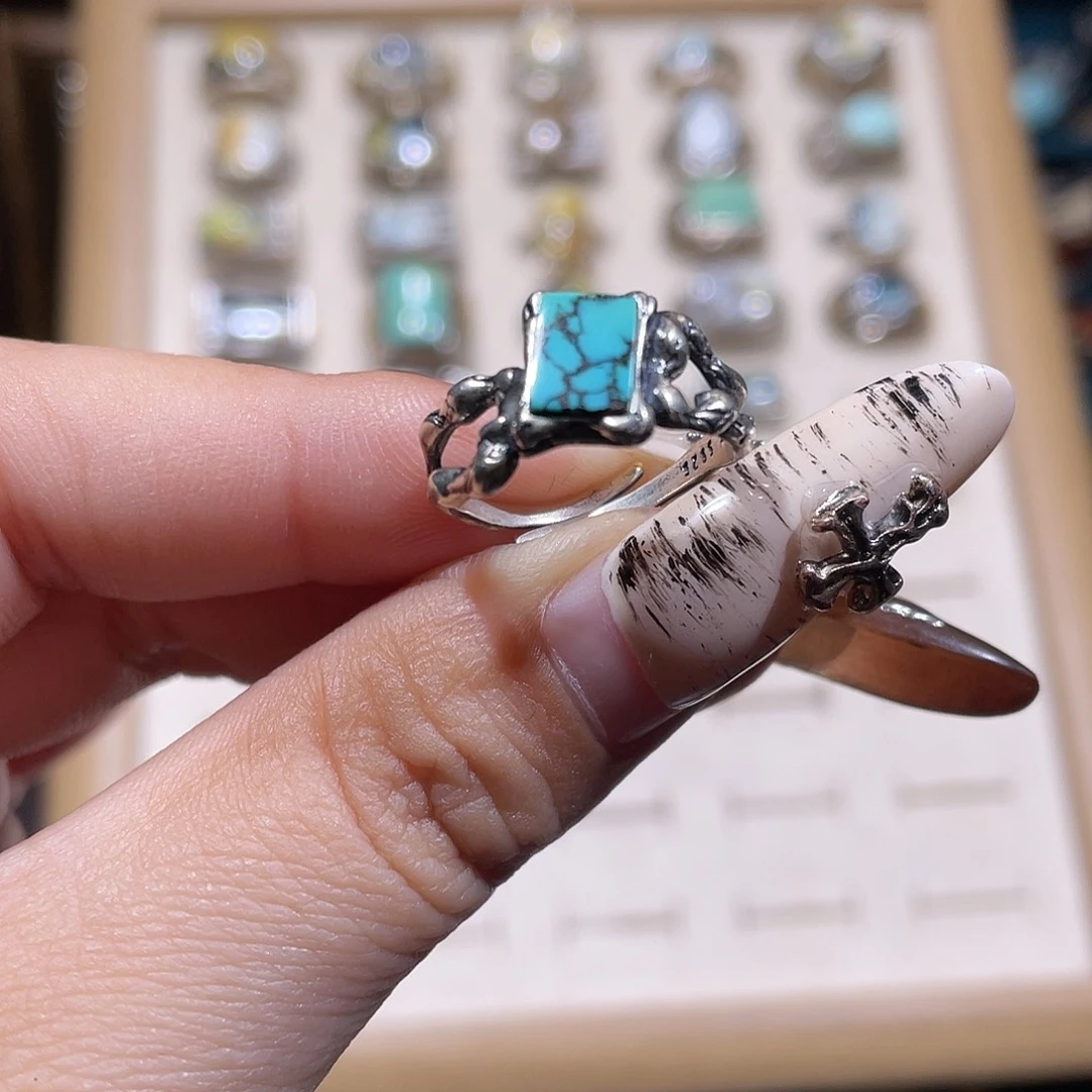 绿松石银S925镶嵌戒指戒指