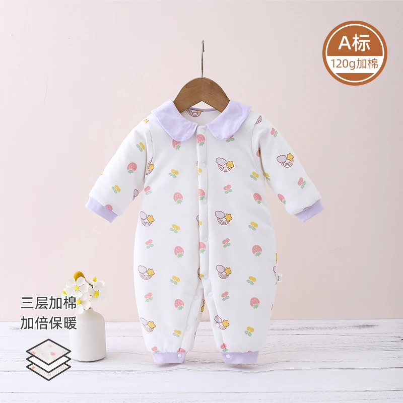 婴儿冬季加棉连体衣120克棉衣棉服男女宝宝加厚款保暖哈衣外出服