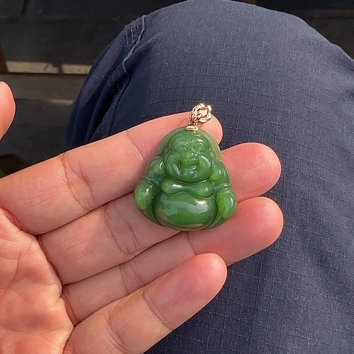 和田玉（碧玉）18K金镶嵌颈饰