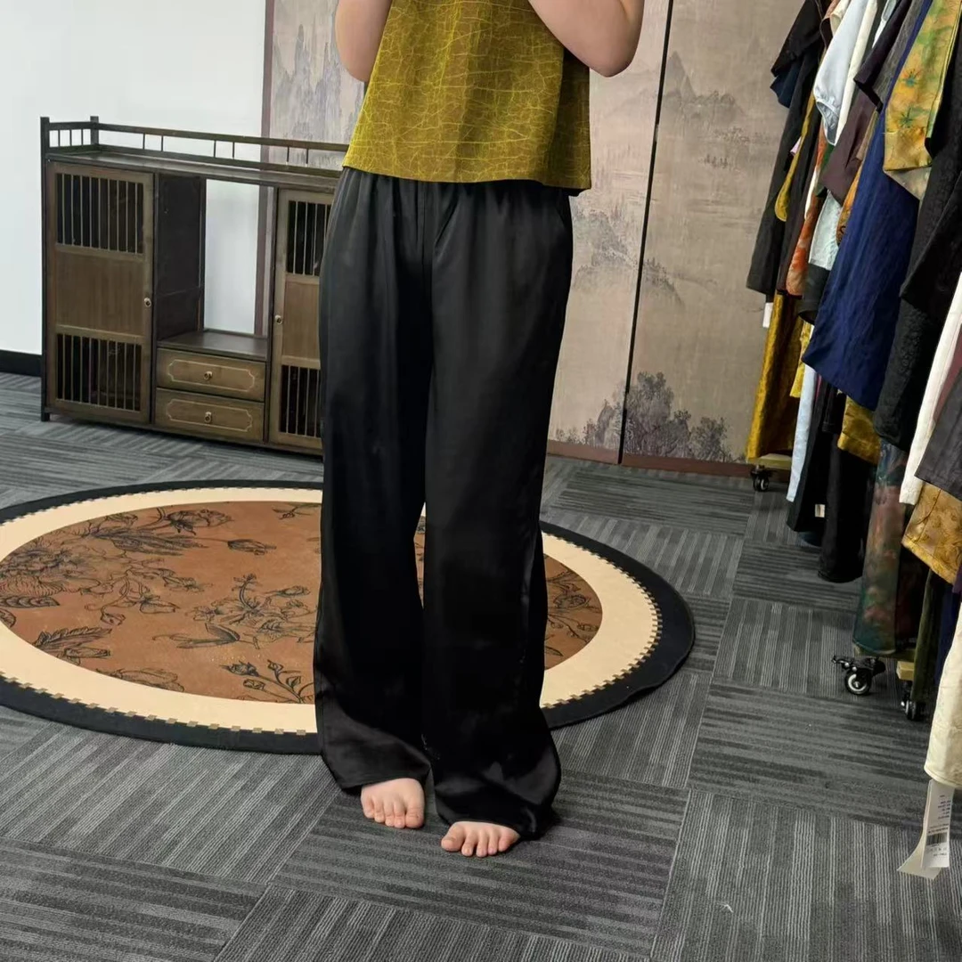 桑蚕丝！香云纱老料直筒长裤