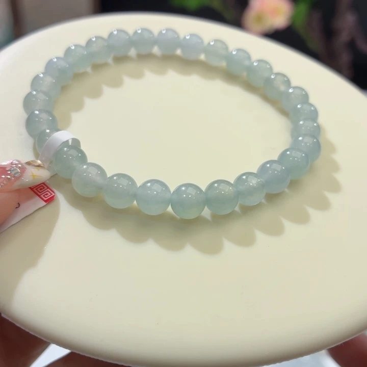 翡翠未镶嵌手链冰胶蓝紫卡6.8