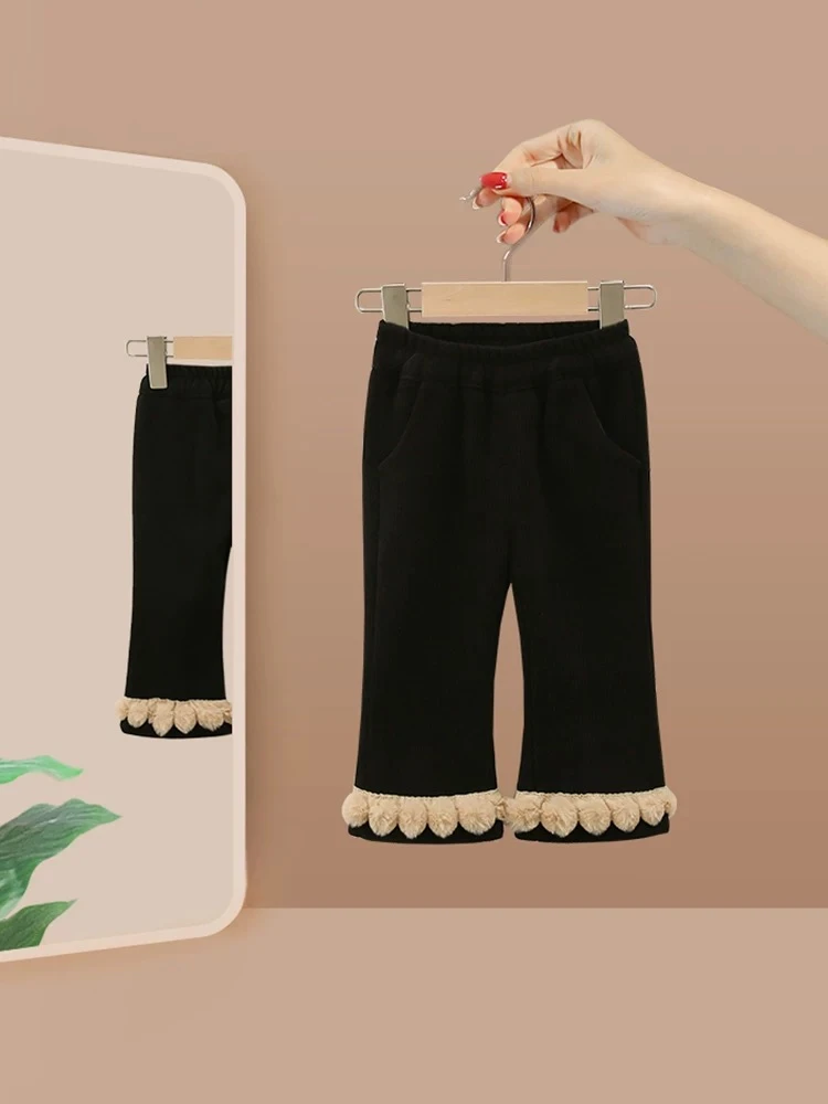 【贝妈高货2015】加绒裤子女冬季羊羔绒高腰秋冬棉裤黑色裤子百搭