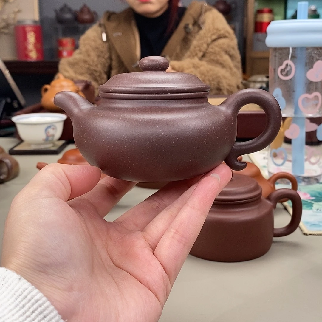 紫砂茶壶四号井紫泥半手防护200cc