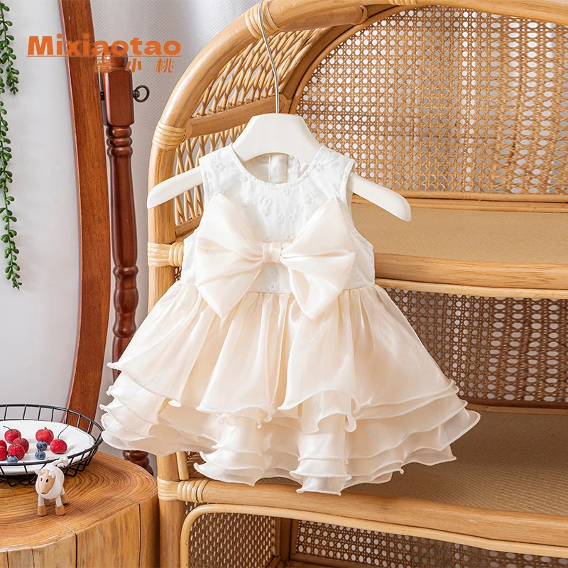女小童夏季公主风蓬蓬裙三角爬服连衣裙百天女宝宝生日礼服裙周岁