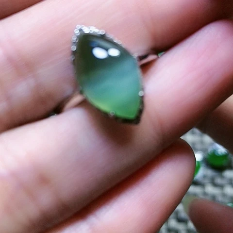 和田玉戒指银S925镶嵌