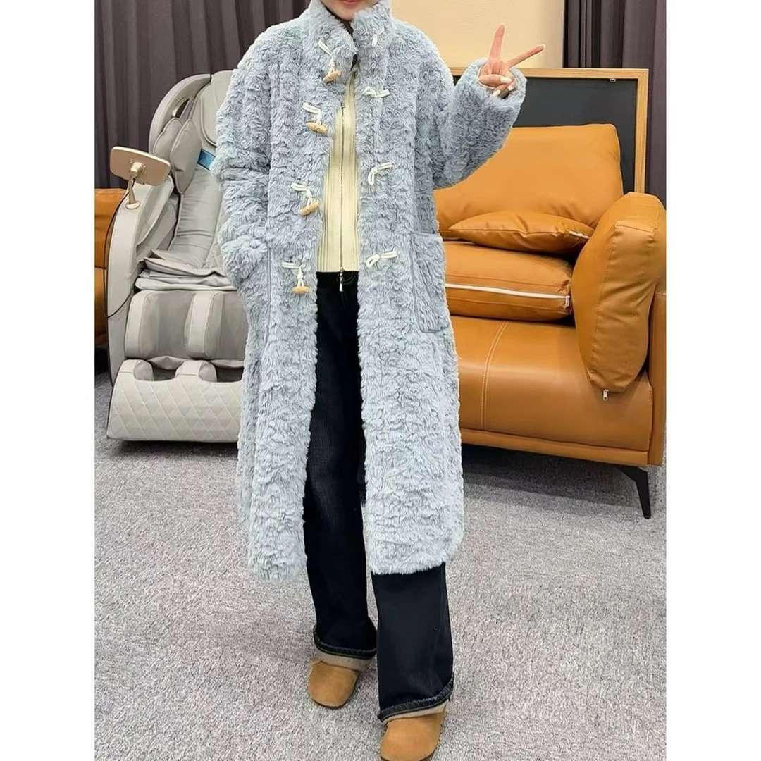 长款牛角扣大衣 小允姐姐2025新款时尚气质高级长款牛角扣大衣