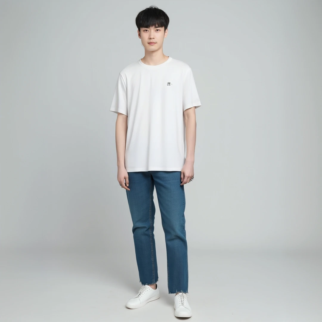 买一送一纯棉男士时尚短袖男款夏季透气薄款疯狂男装英伦痞帅