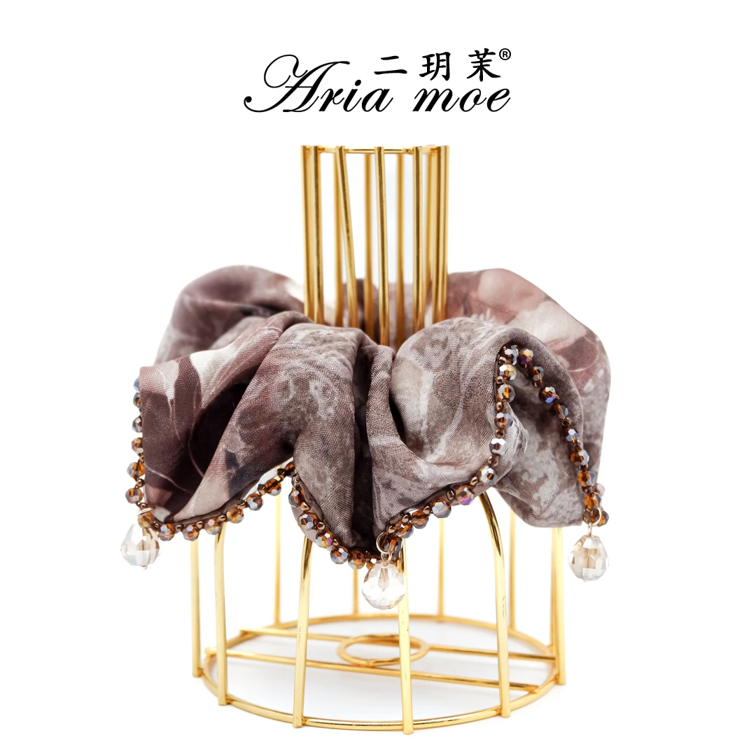 【落叶的画布】原创重工手缝水晶高档大肠发圈高级感高弹力精品头圈