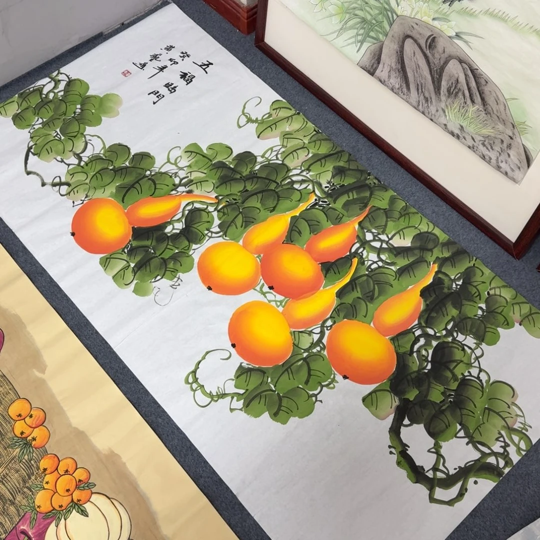 国画四尺尺寸70X140纯手绘作品