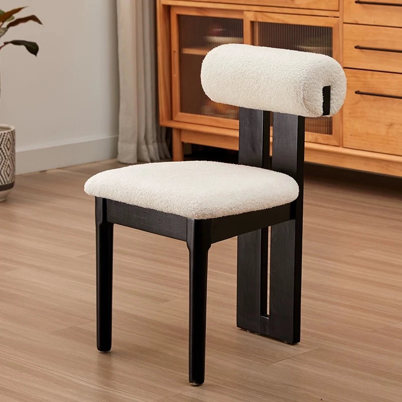 实木餐椅餐厅河马椅软包靠背椅子简约现代小户型法式家用餐桌椅