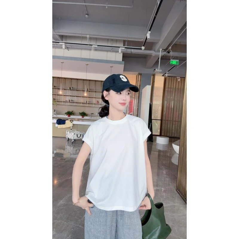 液氨汉麻T恤索罗娜女宽松百搭下摆开衩减龄舒适上衣25249