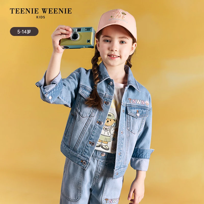 TeenieWeenieKids25年春夏新款女童印花翻领牛仔外套TKJE252351B