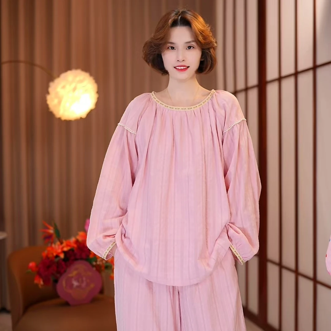 芙蓉世家【温柔女主】秋季新品纯棉100舒适家居服套装可外穿