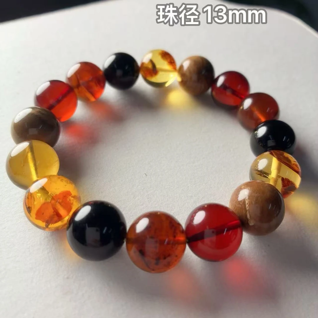 13mm+天然多宝单圈手串 国工正圆  琥珀手串简约时尚百搭多种琥珀