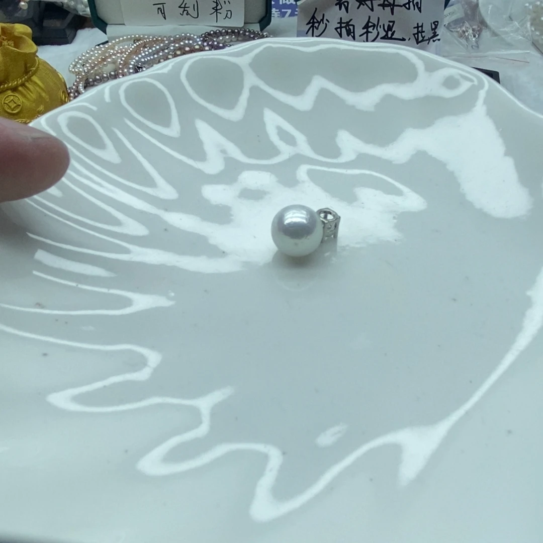 薄***水银S925镶嵌淡水珍珠天然淡水珍珠无人工干预