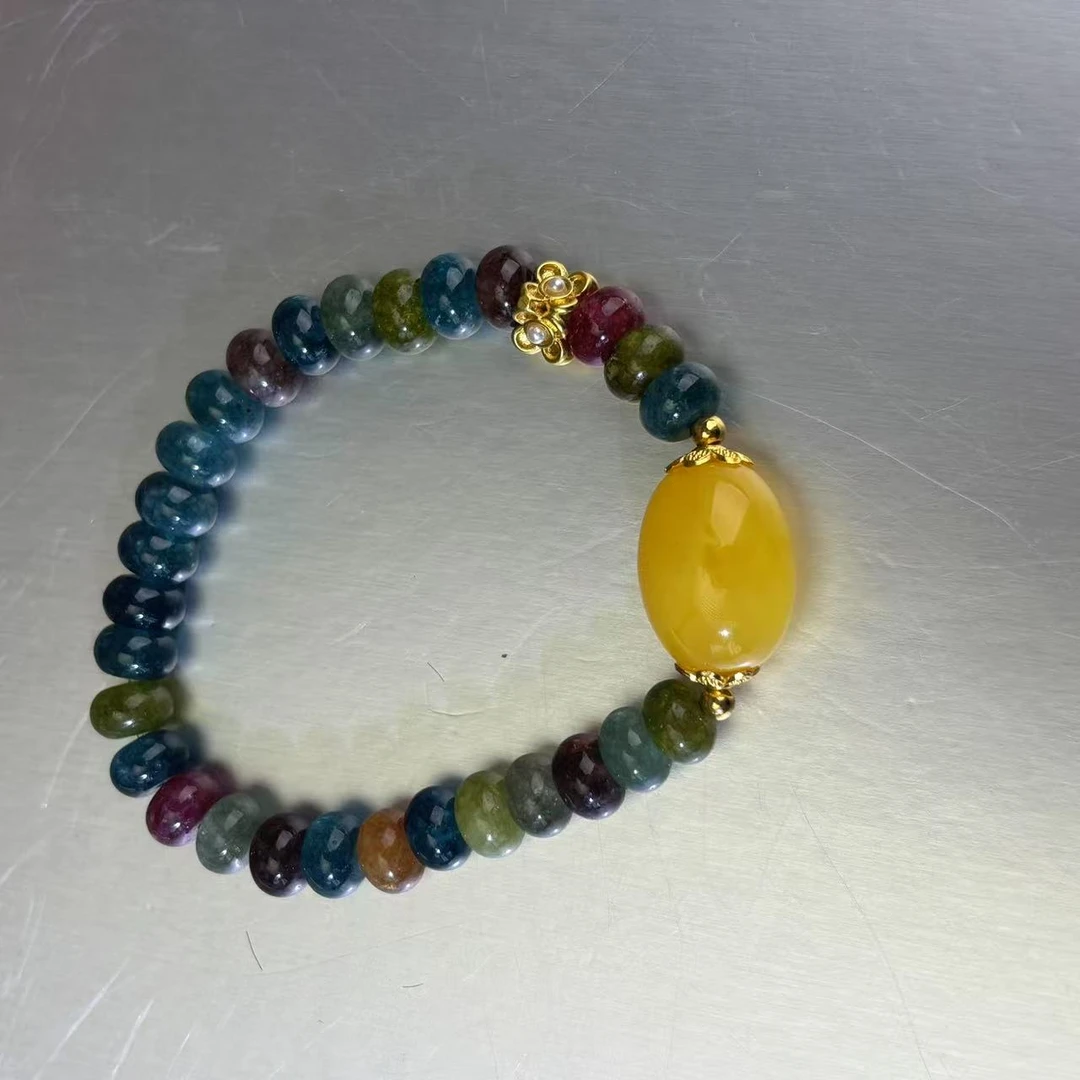 【海轩阁】七彩带一点黄手串