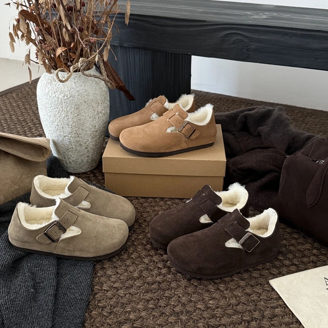 BAO/宝小姐2025秋冬勃肯纯色平底复古休闲包头软底韩版20161-8