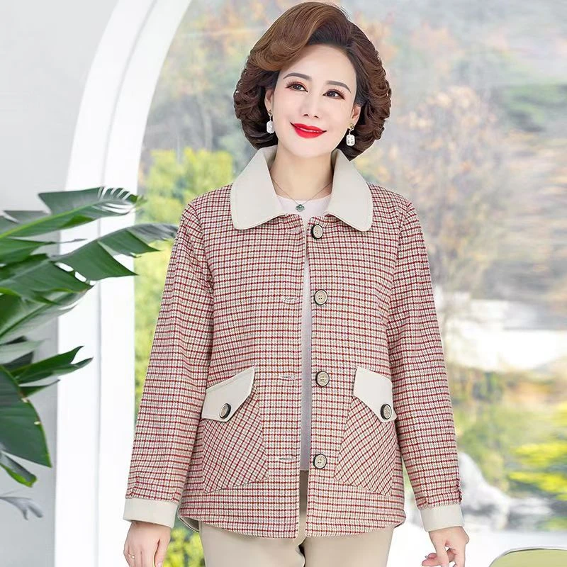 11399-中老年女装洋气秋季新款上衣中年妈妈翻领洋气休闲短外套