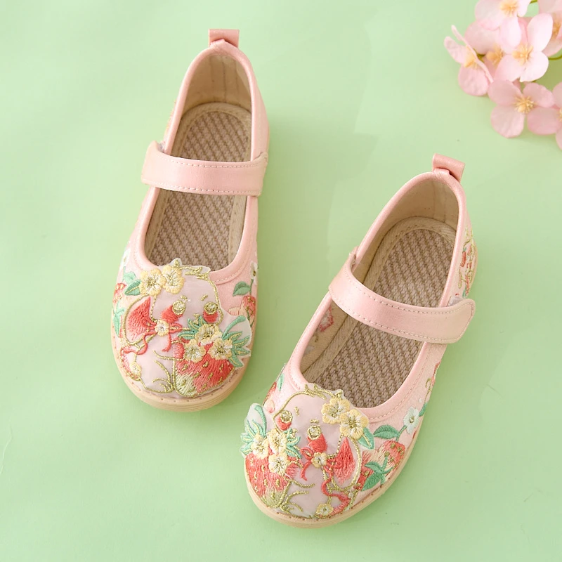 古月家女童汉服绣花鞋春秋款布鞋儿童古装舞蹈鞋宝宝汉服鞋表演鞋