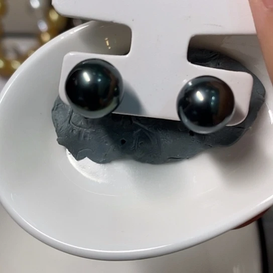 银S925镶嵌海水珍珠耳饰9.5