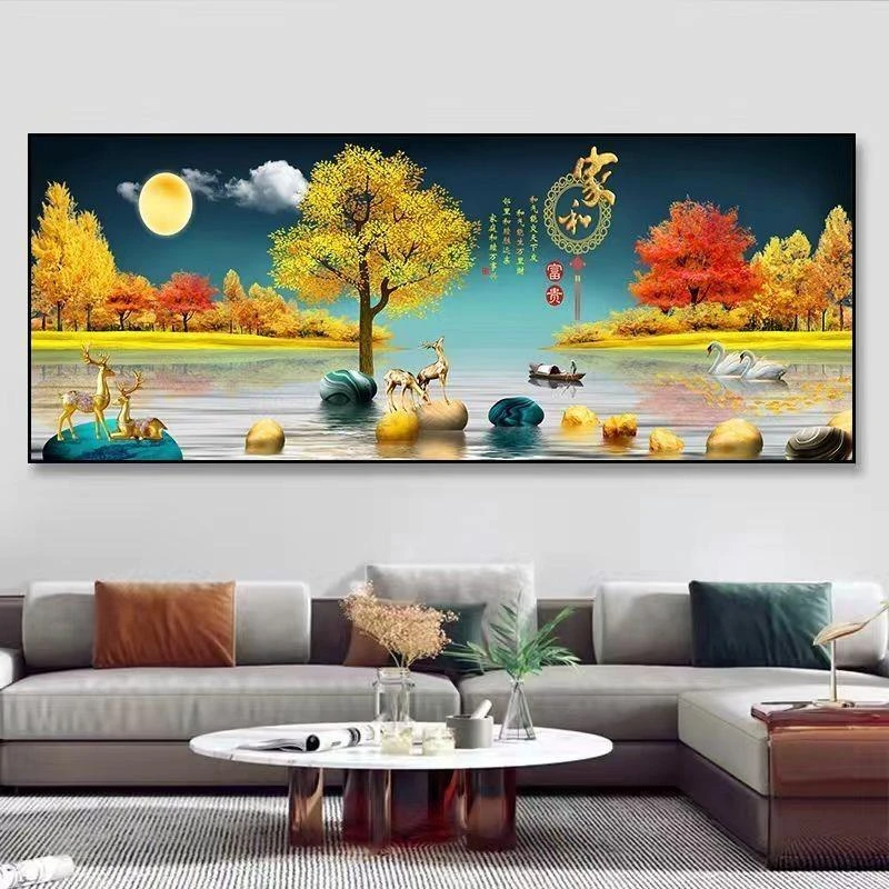 【家和横幅装饰画】客厅沙发背景办公室晶瓷手工镶钻高级感装饰挂画