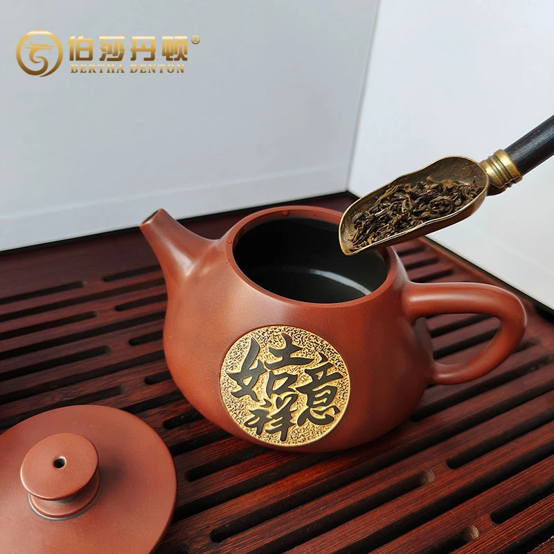BERTHA DENTON/伯莎丹顿钦州坭兴陶茶壶纯手工吉祥如意石瓢壶