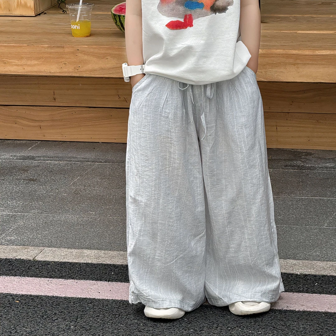 2025夏季韩版新款男童宽松阔腿裤休闲防蚊裤轻薄长裤百搭潮