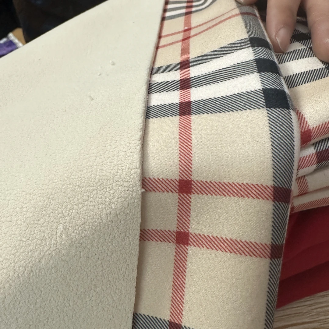 加厚格子奥利绒1.8米门幅布料一米