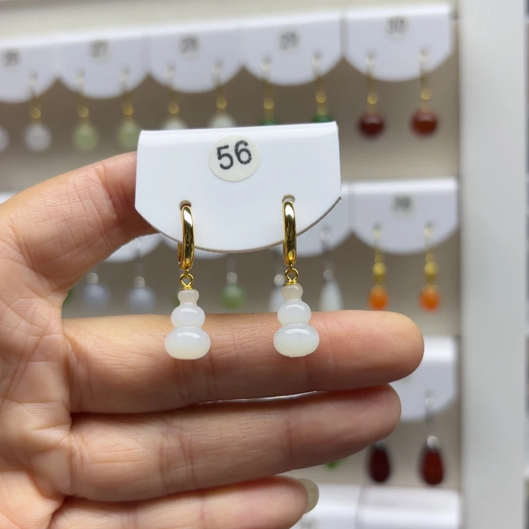 银S925镶嵌和田玉耳饰