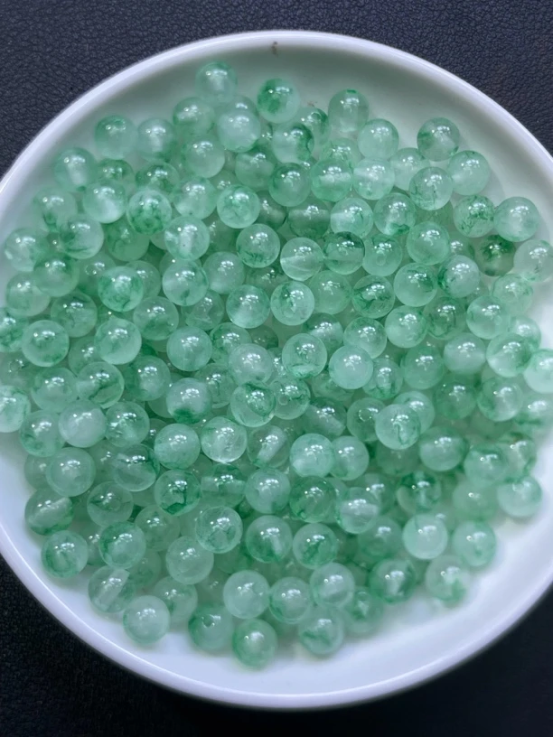 天然珠宝玉石 萃绿花散珠Y1430 8MM 30颗（赠弹力绳）