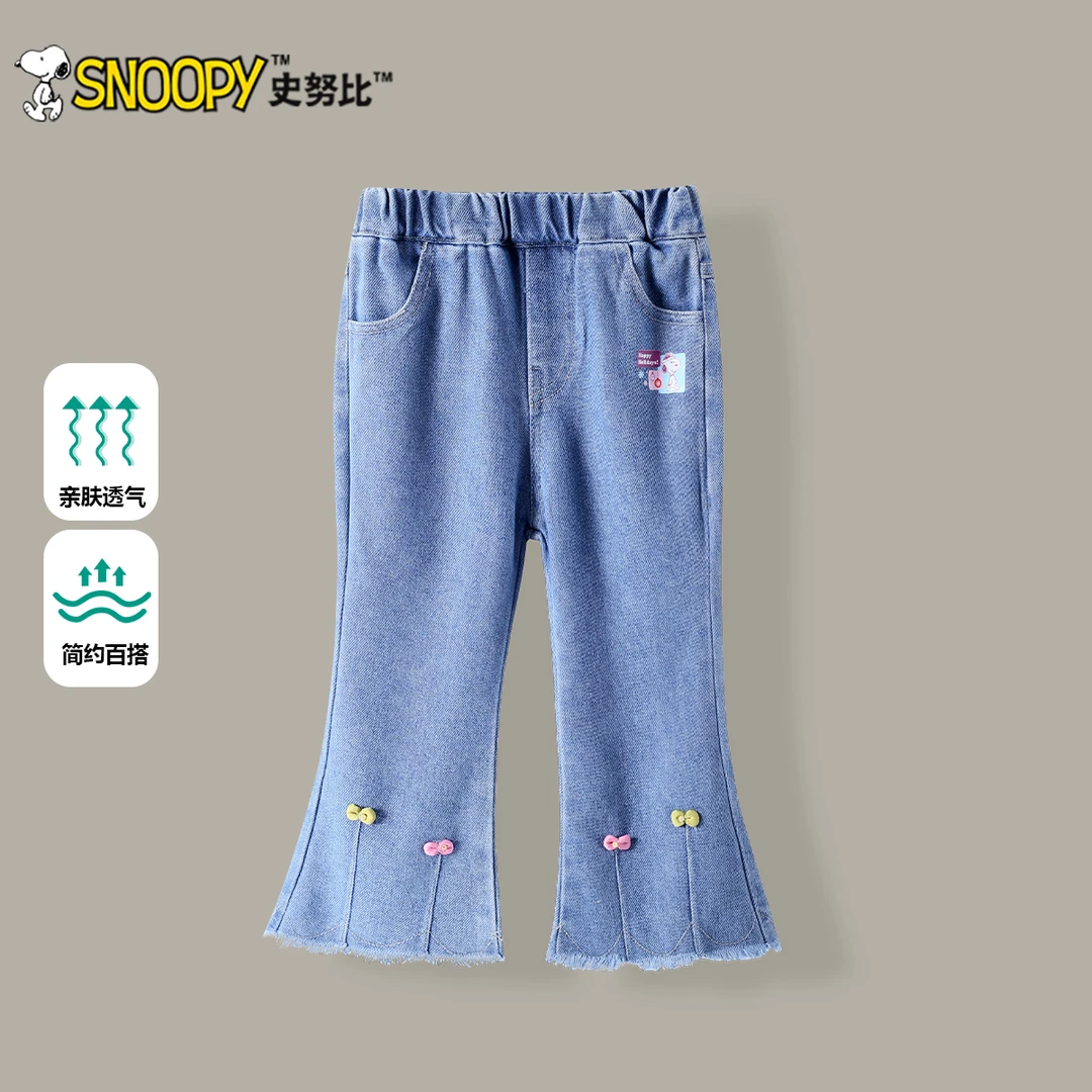 Snoopy/史努比2025秋季新款松腰洋气 彩色蝴蝶结牛仔裤TYQ7118