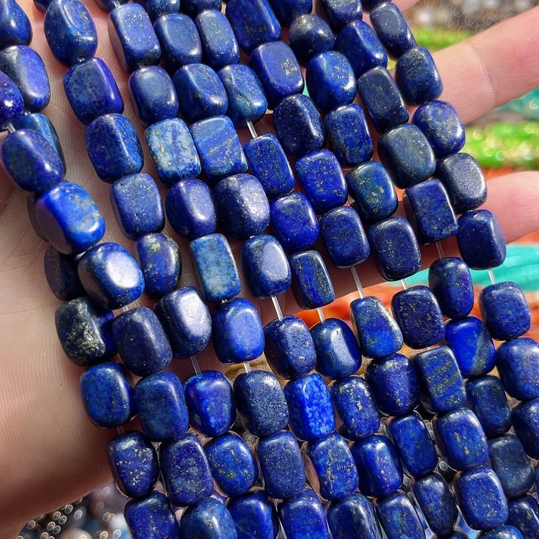 玛瑙/玉髓合金珠宝半成品青金石方块一条8x11mm