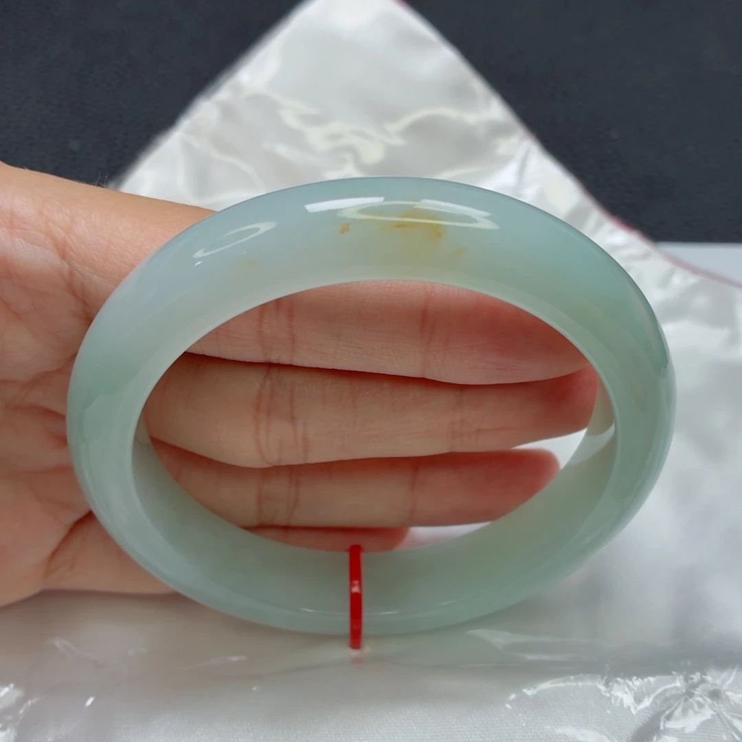 未镶嵌手镯翡翠老坑60圈起胶薄荷蓝洒金007