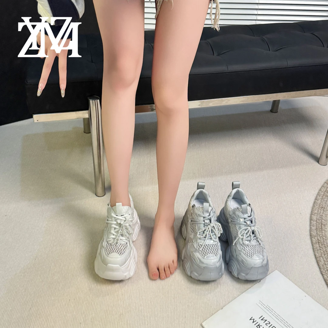 卓越名妆增高11CM 2025时尚拖鞋休闲厚底内增高小个子女鞋9343-3