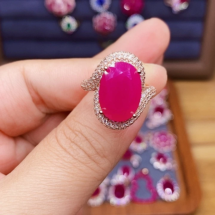 用***5红宝石银S925镶嵌戒指