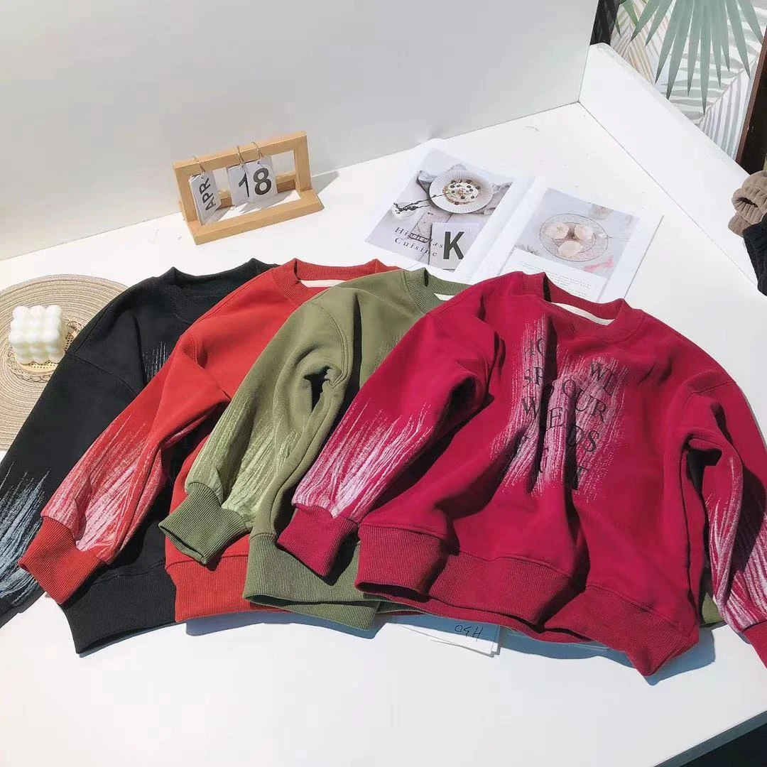 H30小喆大童加绒圆领卫衣H字母款8221