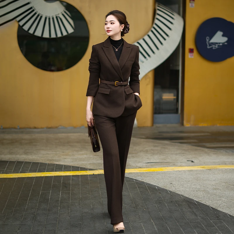 2025秋冬新款高级感一粒扣通勤西装半身裙套装斜纹毛呢通勤修身