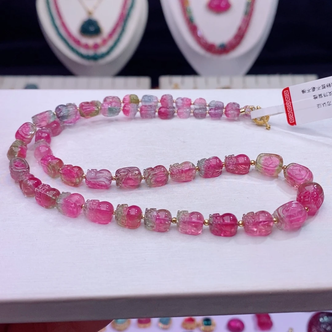 颈饰18K金镶嵌碧玺A项链