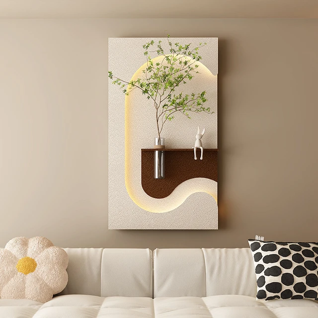 云裳画艺玄关装饰画水培绿植奶油风客厅立体挂画新款可养花砂岩壁