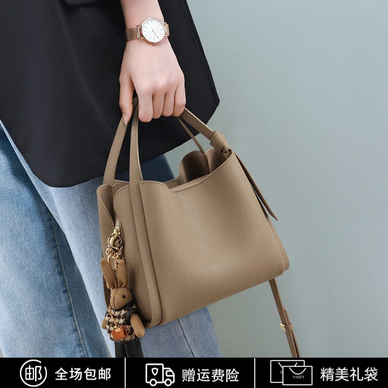 Calwan Keodh真皮包包女包高级感百搭水桶包生日圣诞礼物送女生
