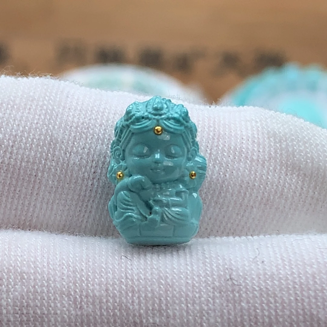 绿松石未镶嵌原矿绿松石绿度母菩萨