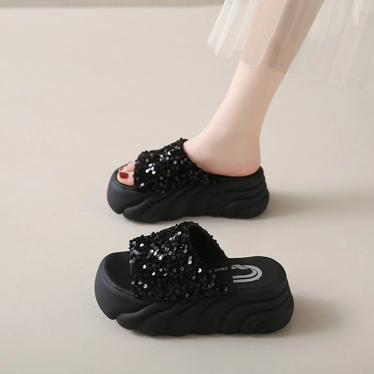 踩屎感厚底凉鞋半拖鞋女夏季外穿新款松糕底网红时尚百搭轻奢鞋子