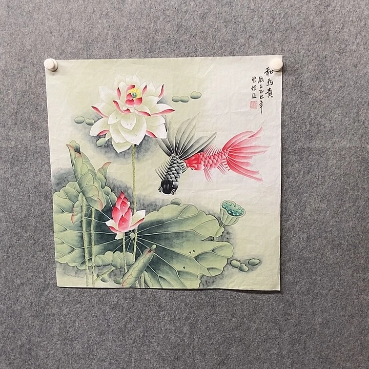 国画四尺斗方工笔花鸟一幅